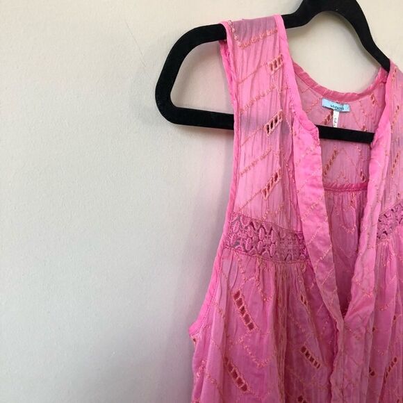 ANTHROPOLOGIE Leifnotes Andie Eyelet Pink Top - Picture 8 of 10